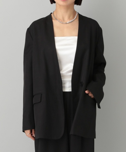 A part by（アパートバイ）の「セルビスノーカラージャケット（ノーカラージャケット・レディース・グレー系その他4/ブラック・FREE）」の8枚目の写真