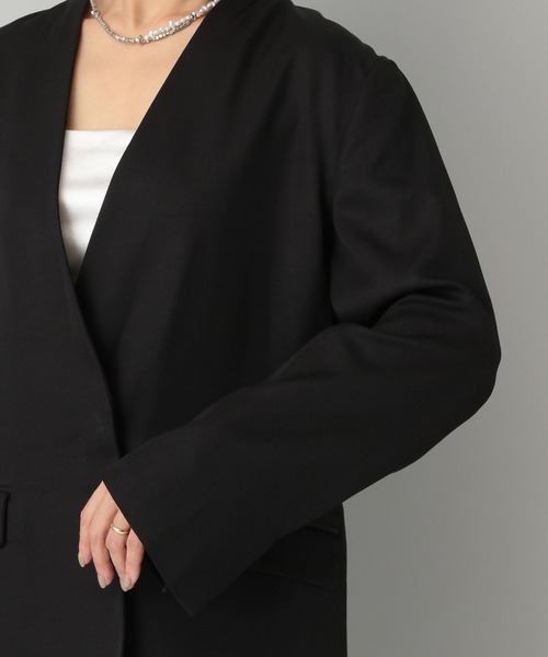 A part by（アパートバイ）の「セルビスノーカラージャケット（ノーカラージャケット・レディース・グレー系その他4/ブラック・FREE）」の15枚目の写真