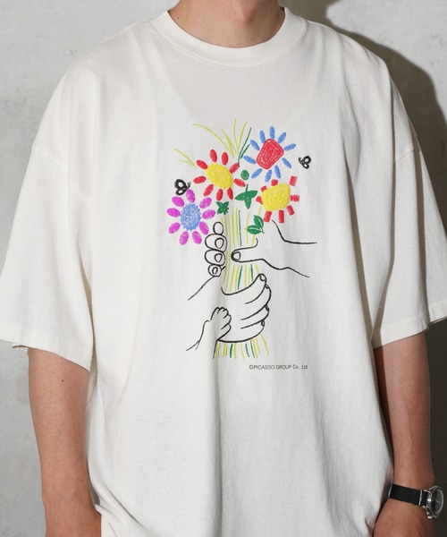 C.E.L.STORE（セルストア）の「NOT OEM / ノットオーイーエム FLOWER TEE ピカソ ブーケ フラワー 発砲プリント Tシャツ（Tシャツ/カットソー・メンズ・ブラック/ホワイト/パープル・SMALL/MEDIUM/LARGE/X-LARGE）」の5枚目の写真