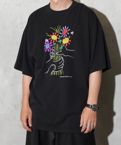 C.E.L.STORE（セルストア）の「NOT OEM / ノットオーイーエム FLOWER TEE ピカソ ブーケ フラワー 発砲プリント Tシャツ（Tシャツ/カットソー・メンズ・ブラック/ホワイト/パープル・SMALL/MEDIUM/LARGE/X-LARGE）」の6枚目の写真