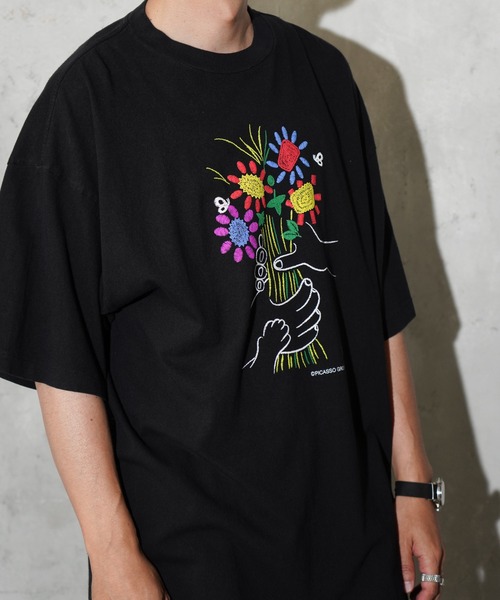 C.E.L.STORE（セルストア）の「NOT OEM / ノットオーイーエム FLOWER TEE ピカソ ブーケ フラワー 発砲プリント Tシャツ（Tシャツ/カットソー・メンズ・ブラック/ホワイト/パープル・SMALL/MEDIUM/LARGE/X-LARGE）」の7枚目の写真