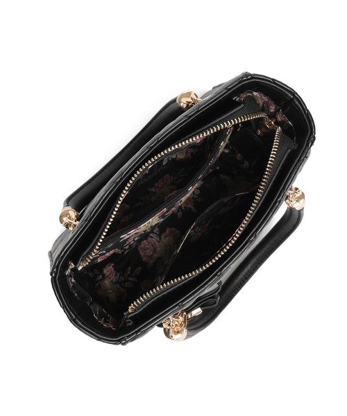 dazzlin(ダズリン)の「【dazzlin/ダズリン】キルティング リボンチャーム付ミニハンドバッグ花柄裏地(ハンドバッグ・レディース・ブラック/ピンク/アイボリー/ミント・FREE)」の5枚目の写真