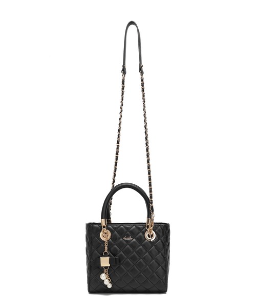 dazzlin(ダズリン)の「【dazzlin/ダズリン】キルティング リボンチャーム付ミニハンドバッグ花柄裏地(ハンドバッグ・レディース・ブラック/ピンク/アイボリー/ミント・FREE)」の16枚目の写真