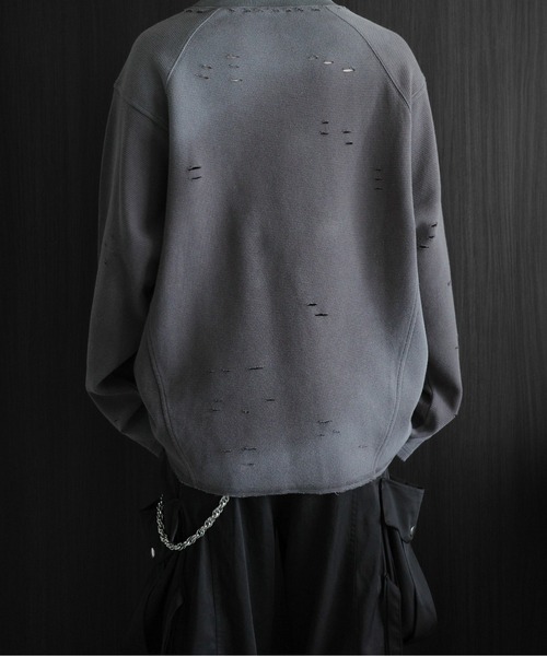 KUUUPY（クーピー）の「Distressed Thermal Heavyweight Long Sleeve Tee - ダメージサーマルヘビーウェイトロンT（Tシャツ/カットソー・メンズ・グレー/ブラック・LARGE/MEDIUM/SMALL）」の10枚目の写真