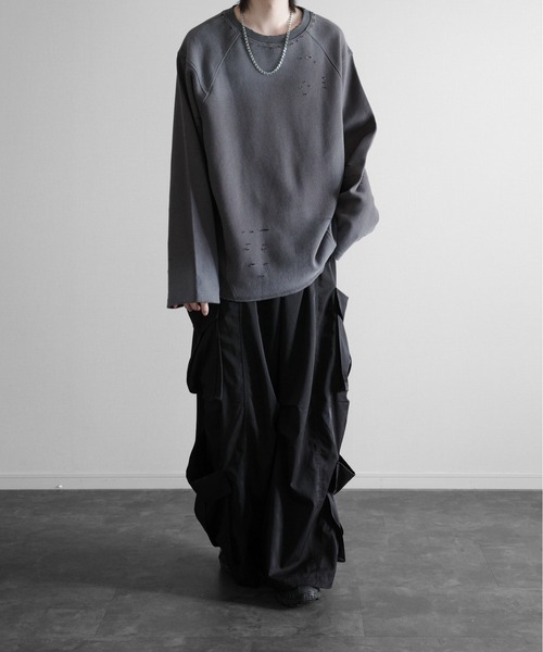 KUUUPY（クーピー）の「Distressed Thermal Heavyweight Long Sleeve Tee - ダメージサーマルヘビーウェイトロンT（Tシャツ/カットソー・メンズ・グレー/ブラック・LARGE/MEDIUM/SMALL）」の17枚目の写真