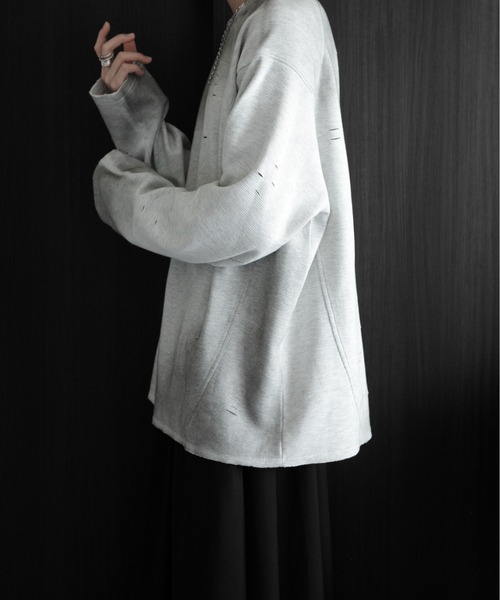 KUUUPY（クーピー）の「Distressed Thermal Heavyweight Long Sleeve Tee - ダメージサーマルヘビーウェイトロンT（Tシャツ/カットソー・メンズ・グレー/ブラック・LARGE/MEDIUM/SMALL）」の4枚目の写真