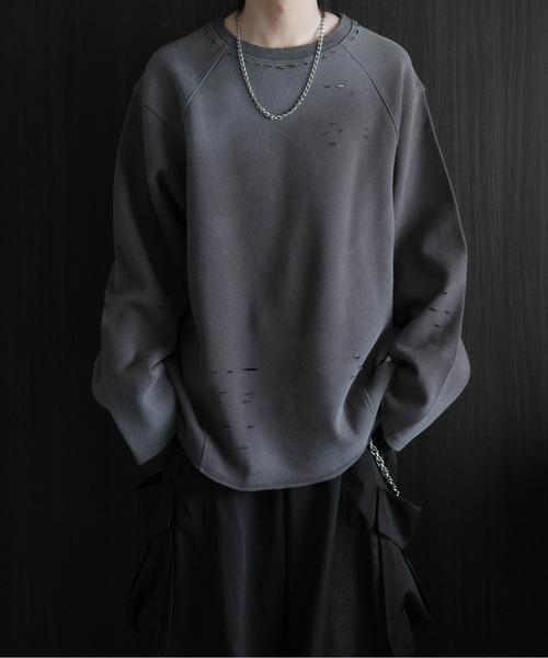 Distressed Thermal Heavyweight Long Sleeve Tee - ダメージサーマル