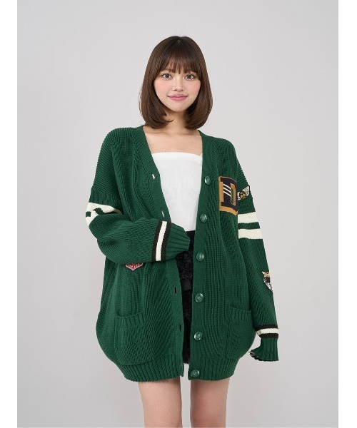darich カレッジワッペンVネックニットカーディガン NVY カレッジワッペンVネックニットカーディガン（カーディガン