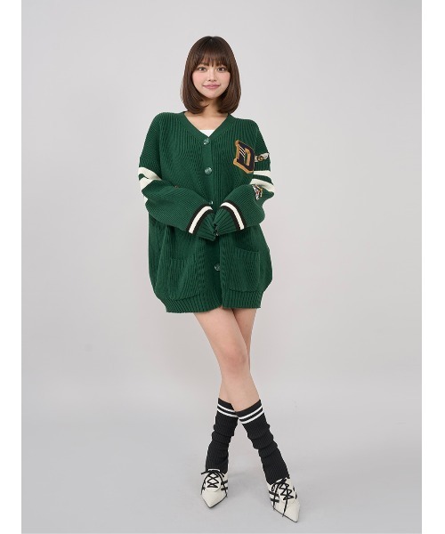 Darich ダーリッチ カレッジワッペンVネックニットカーディガン カレッジワッペンVネックニットカーディガン（カーディガン