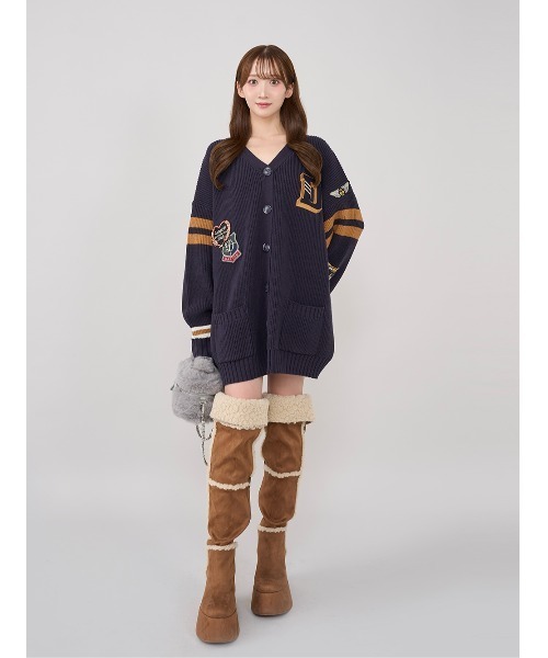 ダーリッチ 新品 カレッジワッペンVネックニットカーディガン カレッジワッペンVネックニットカーディガン（カーディガン