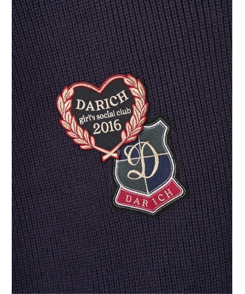 Darich ダーリッチ カレッジワッペンVネックニットカーディガン ダーリッチ Darich カレッジワッペンVネックニットカーディガン