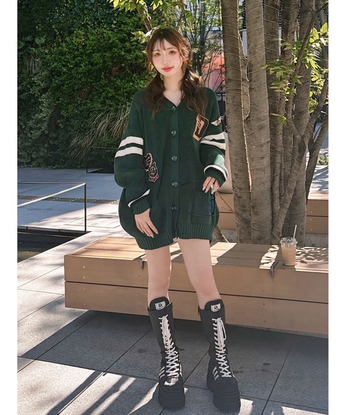 Darich カレッジワッペンVネックニットカーディガン ダーリッチ Darich カレッジワッペンVネックニットカーディガン