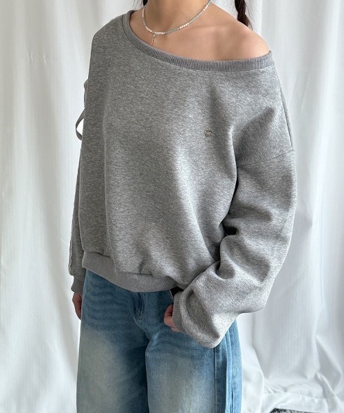 SHEPP(シープ)の「サイドライン レース リボン オフショル スウェット(スウェット・レディース・ネイビー/グレー・S/M)」の20枚目の写真