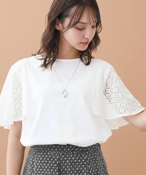 Reflect(リフレクト)の「幾何レーススリーブプルオーバージャージ(Tシャツ/カットソー・レディース・オフホワイト/ブラック・09/11)」の1枚目の写真