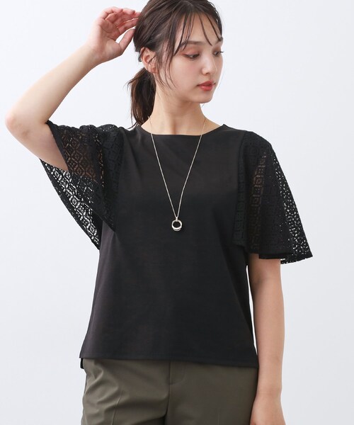 Reflect(リフレクト)の「幾何レーススリーブプルオーバージャージ(Tシャツ/カットソー・レディース・オフホワイト/ブラック・09/11)」の7枚目の写真