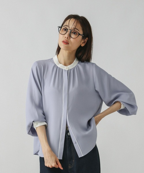 セール】キレイつづくパイピングブラウス/579496（シャツ/ブラウス