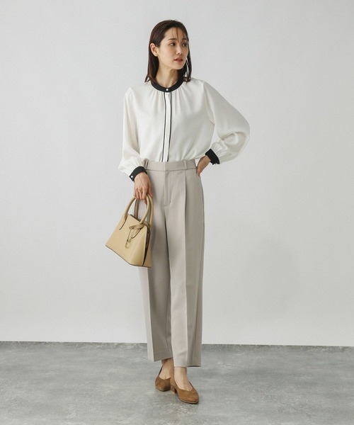 ツバクロ セール】キレイつづくパイピングブラウス/579496（シャツ/ブラウス