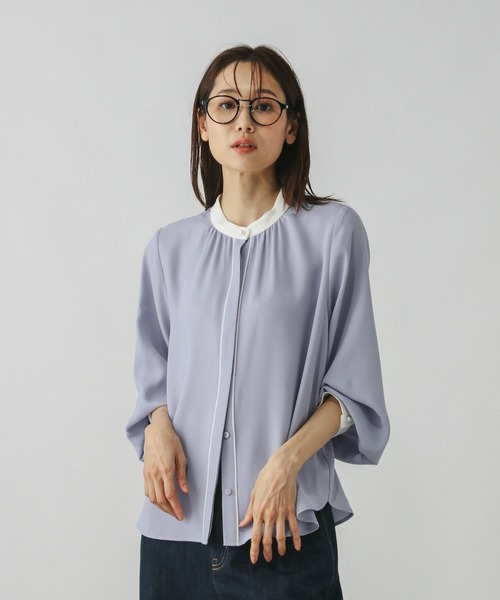 セール】キレイつづくパイピングブラウス/579496（シャツ/ブラウス