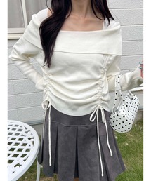 ダブルドロストスクエアネックニット