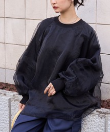 MONO-MART | シアーレイヤードボリュームスリーブオーバーサイズスウェット(スウェット)