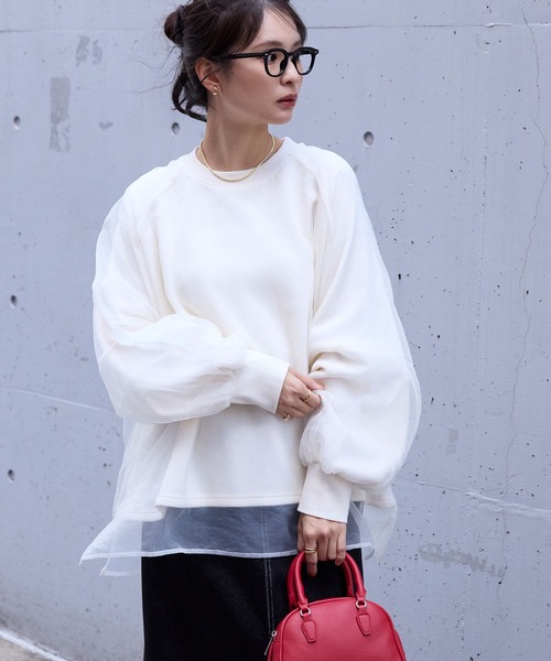 【新品】BORDERS at BALCONY　ボリュームスリーブスウェット BORDERS at BALCONYボリュームスリーブスウェット 38 ベージュM