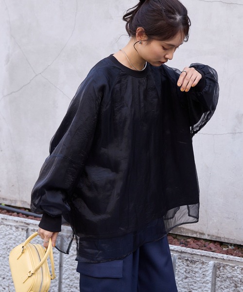 シアーレイヤードボリュームスリーブオーバーサイズスウェット MONO