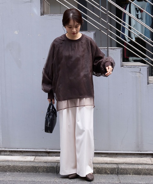 シアーレイヤードボリュームスリーブオーバーサイズスウェット MONO