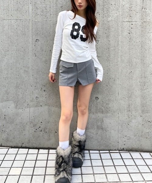 3.3 Field Trip (3.3フィールドトリップ)の「3.3 Field Trip/オフショルナンバー長袖T(Tシャツ/カットソー・レディース・グレー/ボルドー/ホワイト/ブラック・FREE)」の14枚目の写真