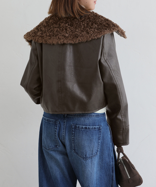 セール】フェイクレザーショートブルゾン（その他アウター）｜U by