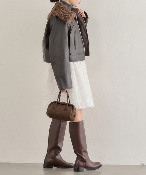 セール】フェイクレザーショートブルゾン（その他アウター）｜U by