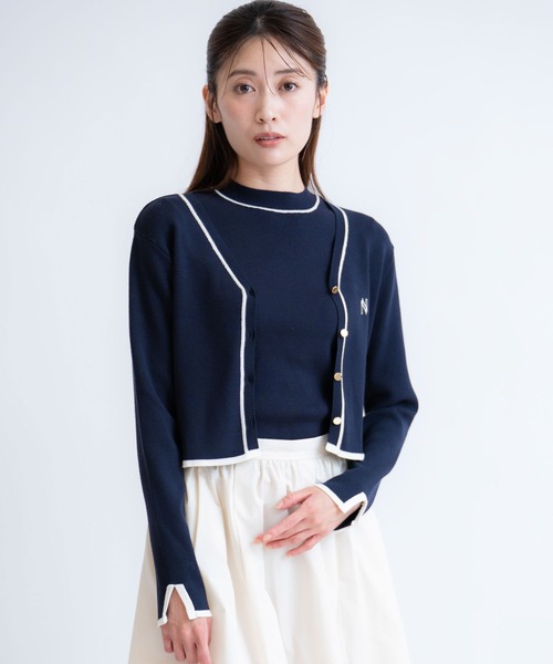 NOELA(ノエラ)の「ロゴ刺繍アンサンブル(カーディガン/ボレロ・レディース・ネイビー/ベージュ/キャメル・フリー)」の2枚目の写真