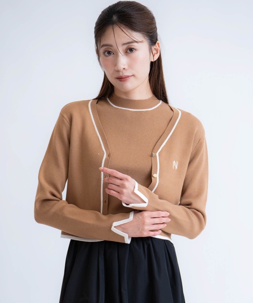 NOELA(ノエラ)の「ロゴ刺繍アンサンブル(カーディガン/ボレロ・レディース・ネイビー/ベージュ/キャメル・フリー)」の3枚目の写真