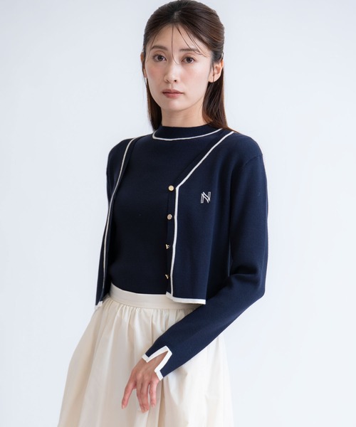 NOELA(ノエラ)の「ロゴ刺繍アンサンブル(カーディガン/ボレロ・レディース・ネイビー/ベージュ/キャメル・フリー)」の4枚目の写真