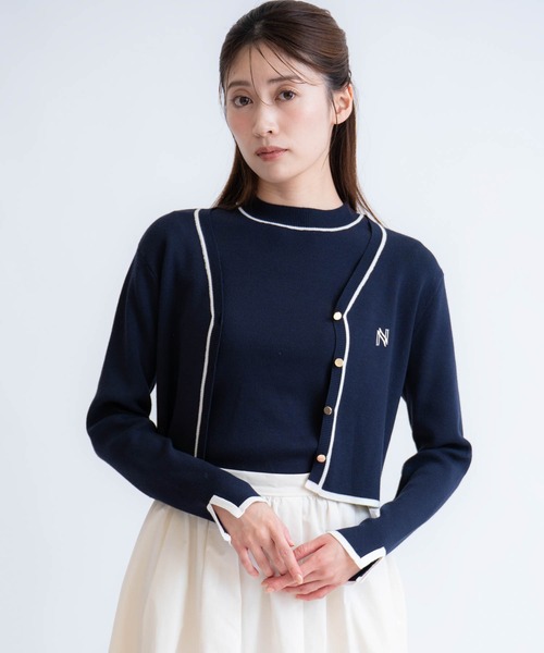 NOELA(ノエラ)の「ロゴ刺繍アンサンブル(カーディガン/ボレロ・レディース・ネイビー/ベージュ/キャメル・フリー)」の7枚目の写真