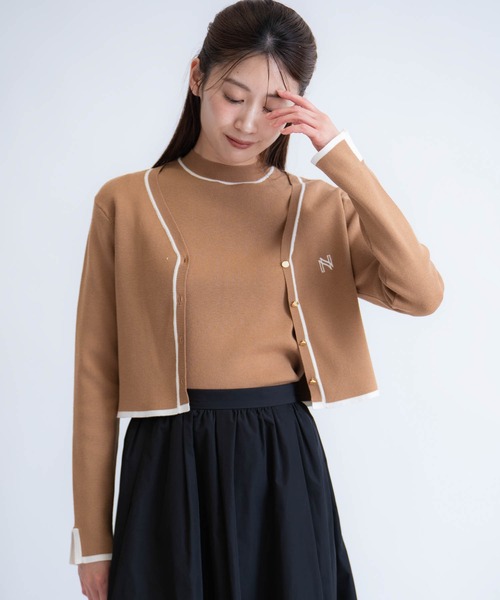 NOELA(ノエラ)の「ロゴ刺繍アンサンブル(カーディガン/ボレロ・レディース・ネイビー/ベージュ/キャメル・フリー)」の11枚目の写真