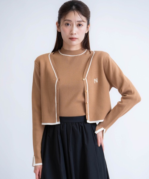 NOELA(ノエラ)の「ロゴ刺繍アンサンブル(カーディガン/ボレロ・レディース・ネイビー/ベージュ/キャメル・フリー)」の12枚目の写真