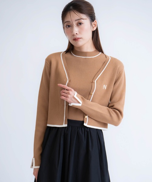 NOELA(ノエラ)の「ロゴ刺繍アンサンブル(カーディガン/ボレロ・レディース・ネイビー/ベージュ/キャメル・フリー)」の13枚目の写真
