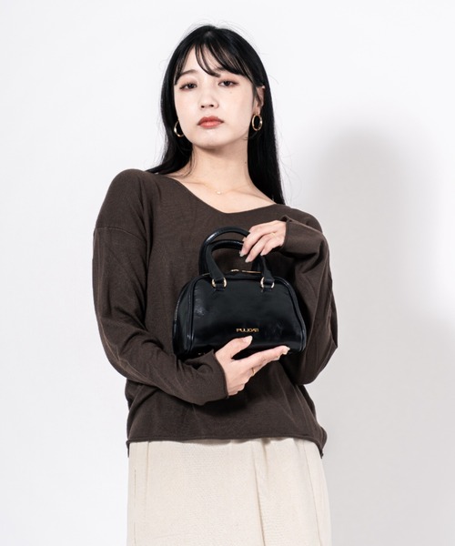 Rivel（リヴェル）の「【PULICATI/プリカーティ】2WAY レザー ミニボストンバッグ ショルダーバッグ イタリア製（ハンドバッグ・レディース・ダークブラウン/ブラック・FREE）」の3枚目の写真