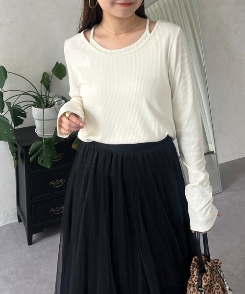 prose verse(プロズヴェール)の「キャミレイヤードトップス(Tシャツ/カットソー・レディース・ブラック/アイボリー・LARGE/MEDIUM)」の14枚目の写真
