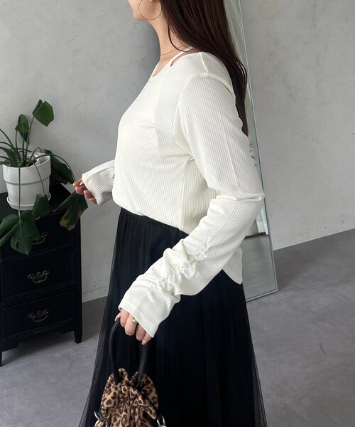 prose verse(プロズヴェール)の「キャミレイヤードトップス(Tシャツ/カットソー・レディース・ブラック/アイボリー・LARGE/MEDIUM)」の16枚目の写真