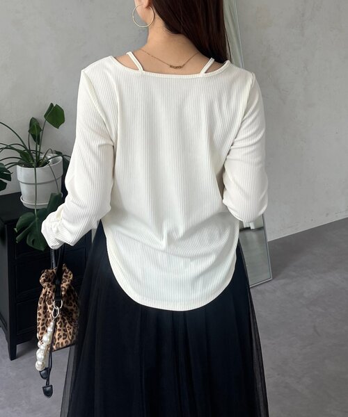 prose verse(プロズヴェール)の「キャミレイヤードトップス(Tシャツ/カットソー・レディース・ブラック/アイボリー・LARGE/MEDIUM)」の17枚目の写真