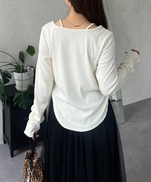 prose verse(プロズヴェール)の「キャミレイヤードトップス(Tシャツ/カットソー・レディース・ブラック/アイボリー・LARGE/MEDIUM)」の18枚目の写真