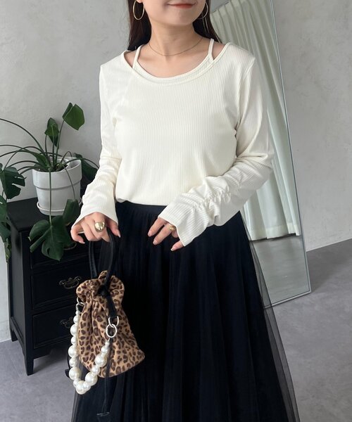 prose verse(プロズヴェール)の「キャミレイヤードトップス(Tシャツ/カットソー・レディース・ブラック/アイボリー・LARGE/MEDIUM)」の21枚目の写真