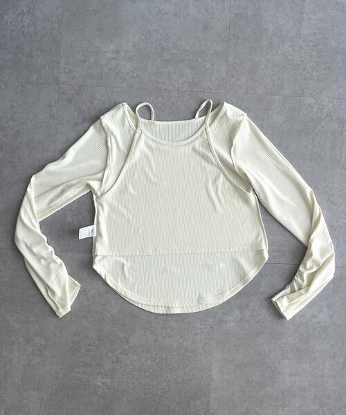 prose verse(プロズヴェール)の「キャミレイヤードトップス(Tシャツ/カットソー・レディース・ブラック/アイボリー・LARGE/MEDIUM)」の7枚目の写真