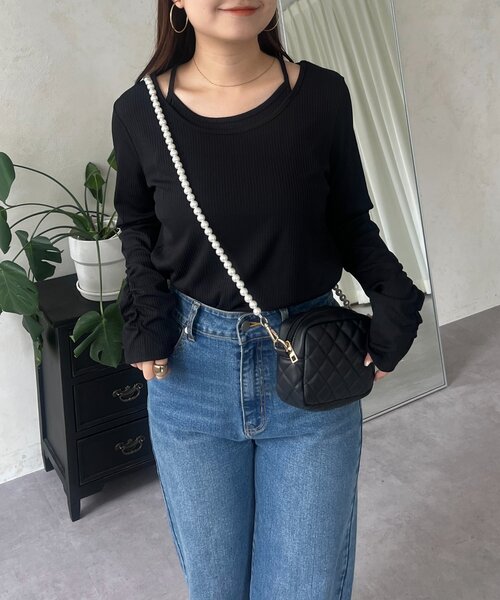 prose verse(プロズヴェール)の「キャミレイヤードトップス(Tシャツ/カットソー・レディース・ブラック/アイボリー・LARGE/MEDIUM)」の10枚目の写真