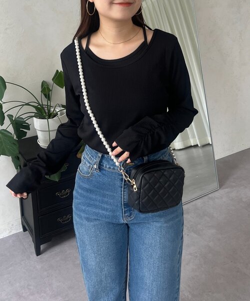 prose verse(プロズヴェール)の「キャミレイヤードトップス(Tシャツ/カットソー・レディース・ブラック/アイボリー・LARGE/MEDIUM)」の11枚目の写真