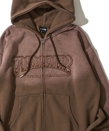 【THRASHER / スラッシャー】裏起毛フェード加工 フロントロゴ刺繍 ジップアップパーカー