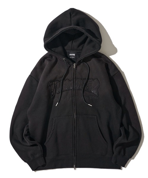 THRASHER（スラッシャー）の「【THRASHER / スラッシャー】裏起毛フェード加工 フロントロゴ刺繍 ジップアップパーカー（パーカー・メンズ・ブラック/ピンク/ブラウン・MEDIUM/LARGE/X-LARGE）」の4枚目の写真