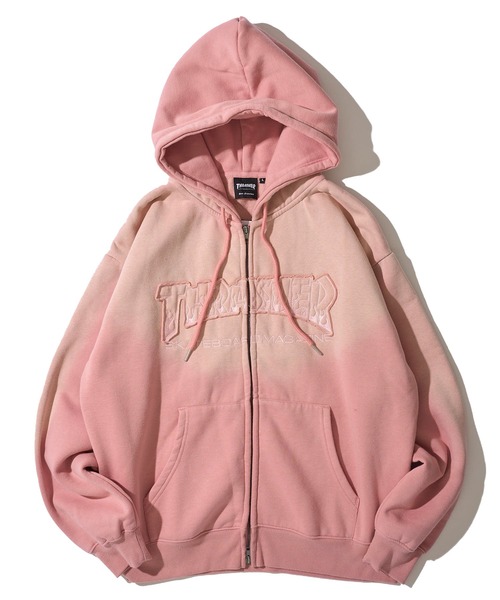 THRASHER（スラッシャー）の「【THRASHER / スラッシャー】裏起毛フェード加工 フロントロゴ刺繍 ジップアップパーカー（パーカー・メンズ・ブラック/ピンク/ブラウン・MEDIUM/LARGE/X-LARGE）」の8枚目の写真