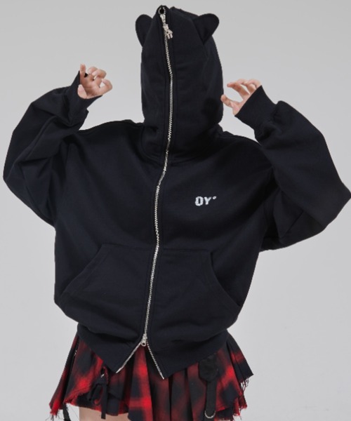 OY(オーワイ)の「『OY/オーワイ』FADED DOLLY MASK HOODIE ZIP UP/オードリーマスク ジップアップパーカー(パーカー・レディース・グレー/ブラック・L/M)」の14枚目の写真